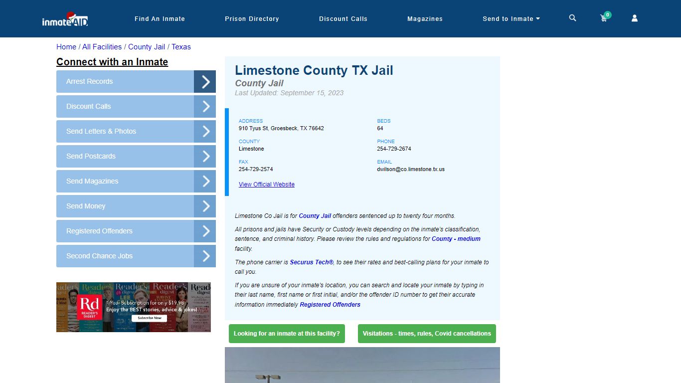 Limestone County TX Jail - Inmate Locator - Groesbeck, TX