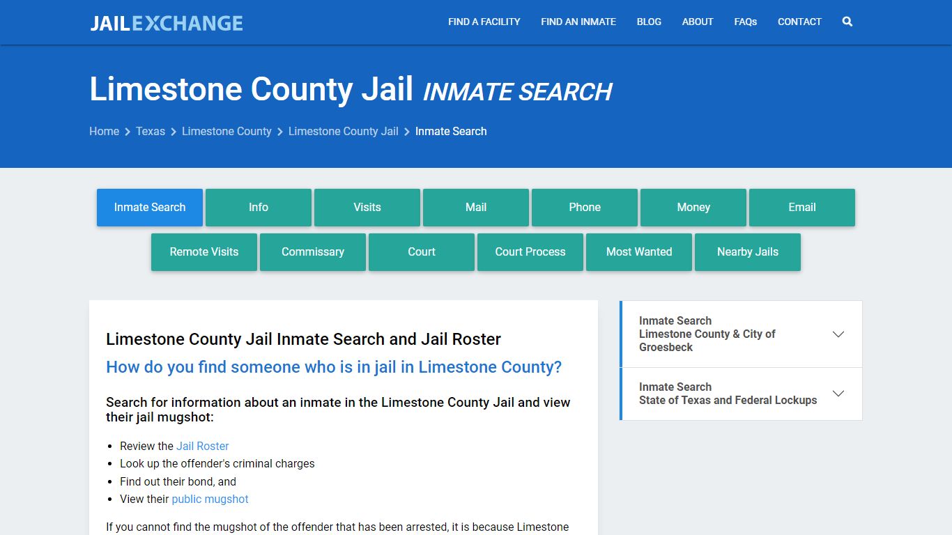 Inmate Search: Roster & Mugshots - Limestone County Jail, TX